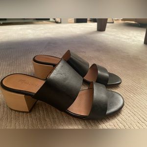 Madewell heeled sandals ~ black leather